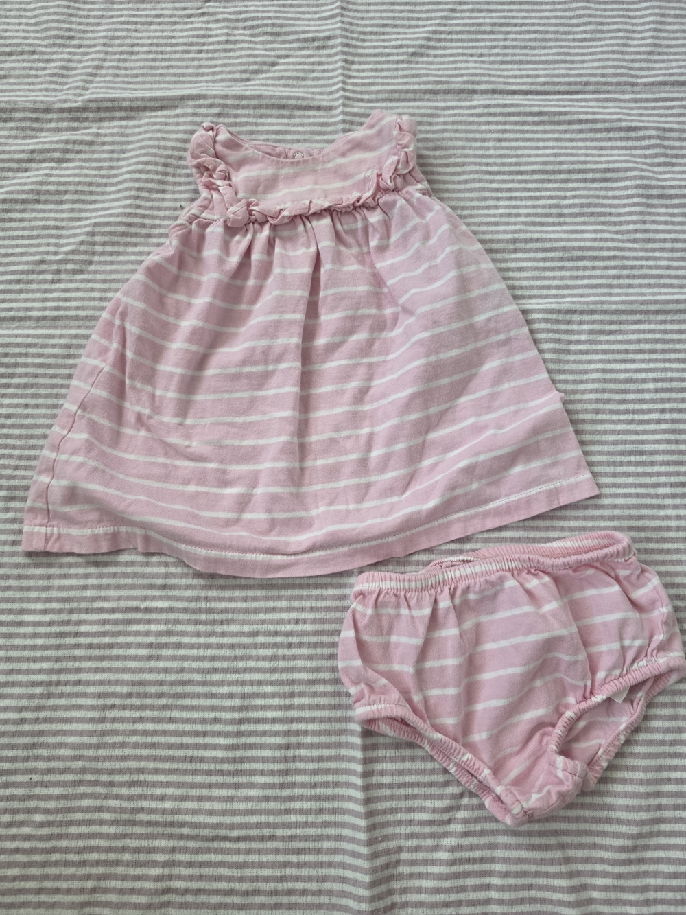 Ralph Lauren Pink Striped Dress & Bloomer Set | 3M